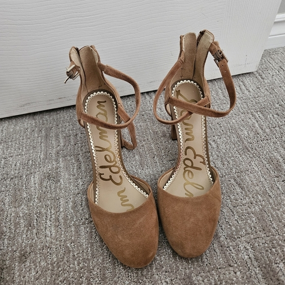 Sam Edelman Simmons Camel Suede block heel Size 7.5 - Picture 2 of 5